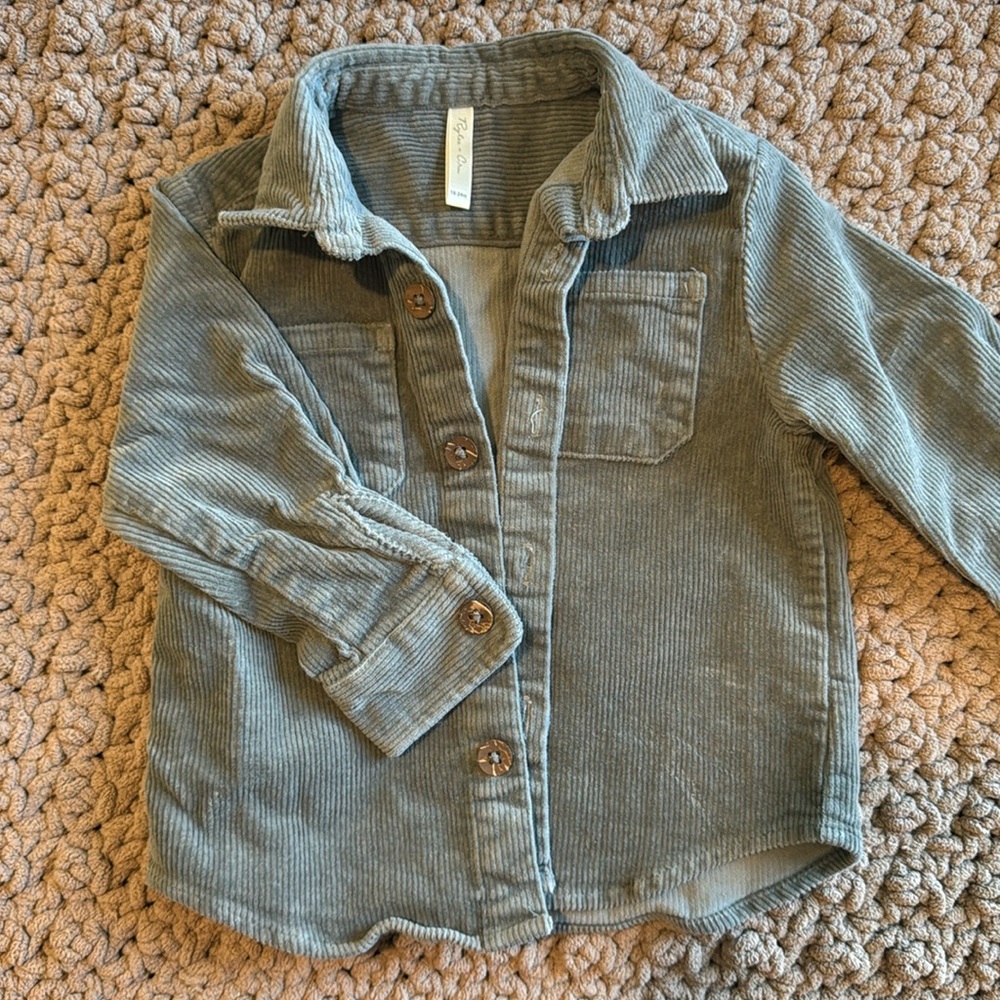 Rylee and Cru green corduroy shirt